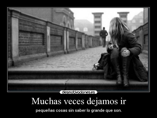 Muchas veces dejamos ir - pequeñas cosas sin saber lo grande que son.