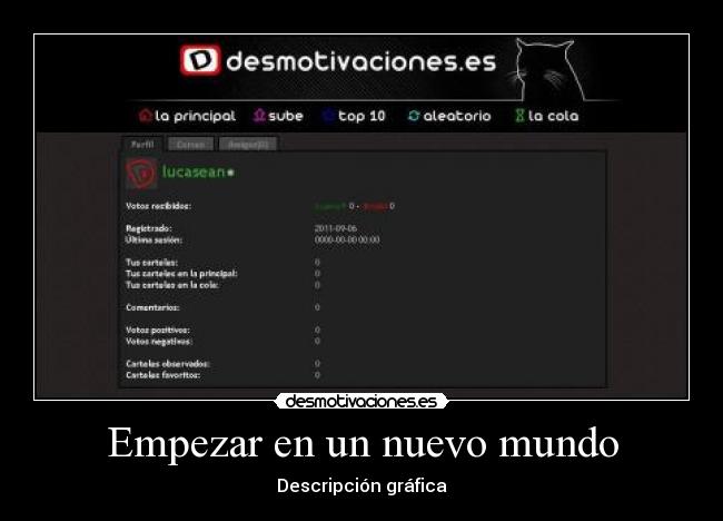 Empezar en un nuevo mundo - Descripción gráfica