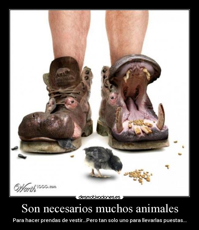 Son necesarios muchos animales - Para hacer prendas de vestir...Pero tan solo uno para llevarlas puestas...