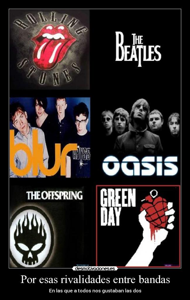 carteles rolling stones beatles blur oasis offspring green day desmotivaciones