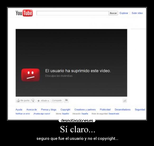 carteles youtube copyright desmotivaciones