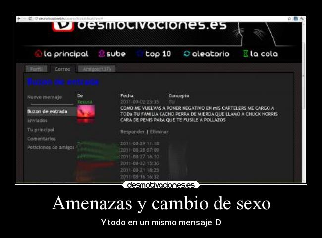 Amenazas y cambio de sexo - 