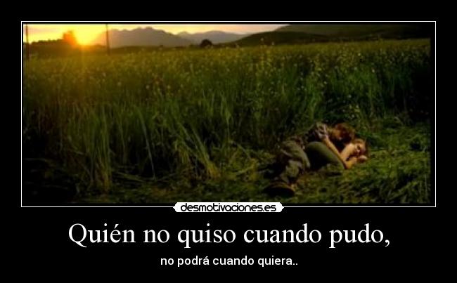 Quién no quiso cuando pudo, -