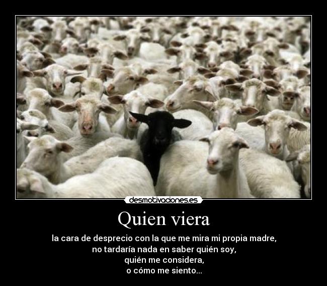 Quien viera - la cara de desprecio con la que me mira mi propia madre,
no tardaría nada en saber quién soy,
quién me considera,
o cómo me siento...