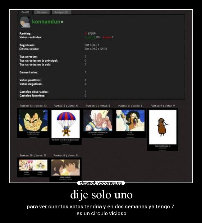 dije solo uno - para ver cuantos votos tendría y en dos semanas ya tengo 7 
es un circulo vicioso