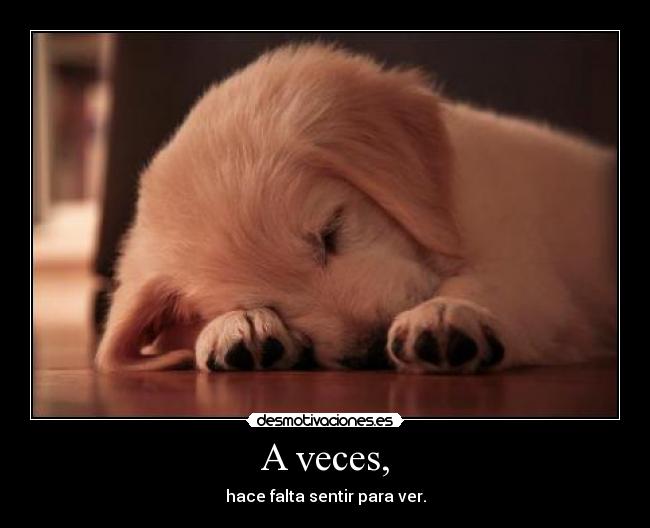 A veces, - hace falta sentir para ver.