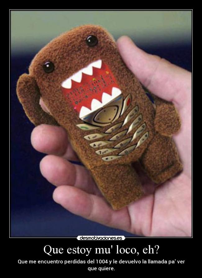 Que estoy mu loco, eh? - Que me encuentro perdidas del 1004 y le devuelvo la llamada pa ver que quiere.