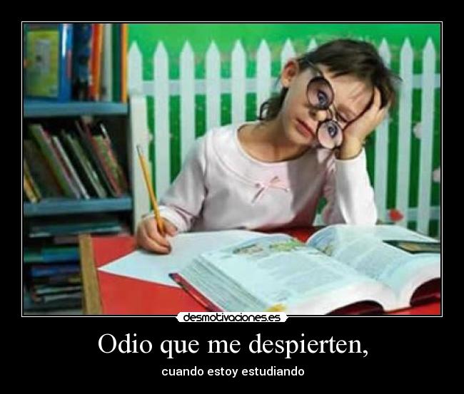 Odio que me despierten, - cuando estoy estudiando