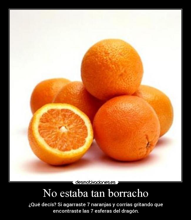 No estaba tan borracho - ¿Qué decís? Si agarraste 7 naranjas y corrías gritando que
encontraste las 7 esferas del dragón.