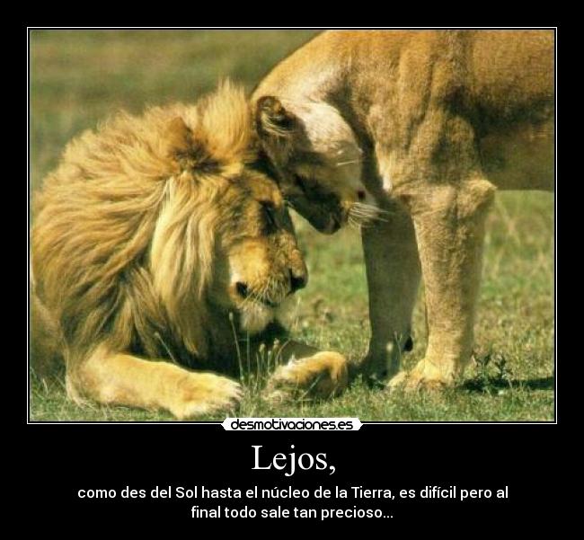 Lejos, - como des del Sol hasta el núcleo de la Tierra, es difícil pero al
final todo sale tan precioso...