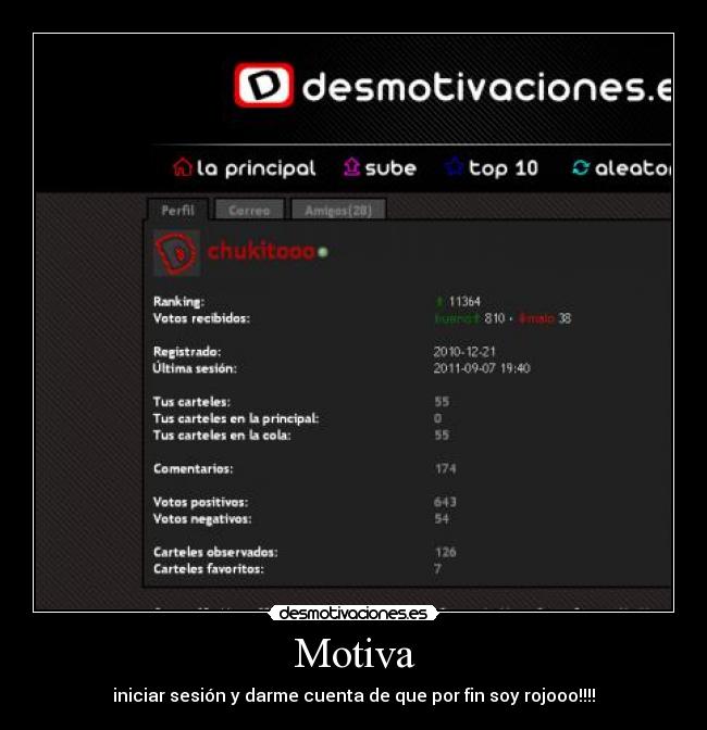 Motiva - iniciar sesión y darme cuenta de que por fin soy rojooo!!!!