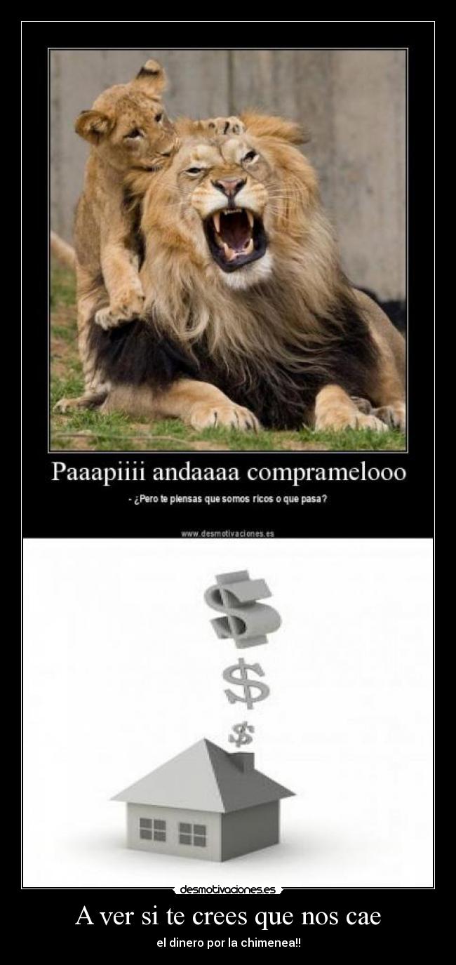 A ver si te crees que nos cae - el dinero por la chimenea!!