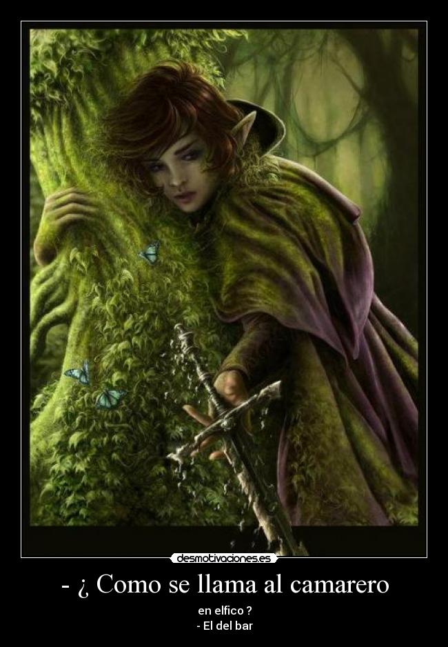 - ¿ Como se llama al camarero - en elfico ?
- El del bar