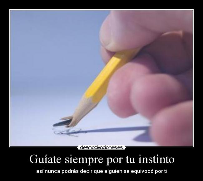 Guíate siempre por tu instinto - así nunca podrás decir que alguien se equivocó por ti