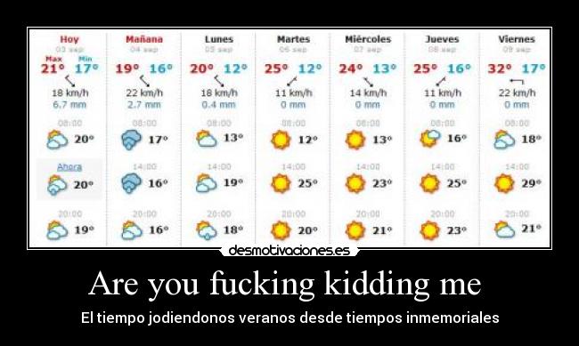 Are you fucking kidding me - El tiempo jodiendonos veranos desde tiempos inmemoriales