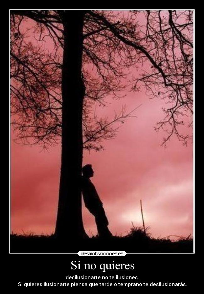 Si no quieres - desilusionarte no te ilusiones.
Si quieres ilusionarte piensa que tarde o temprano te desilusionarás.
