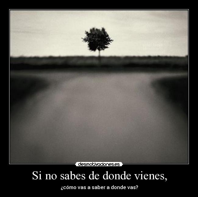 Si no sabes de donde vienes, - ¿cómo vas a saber a donde vas?