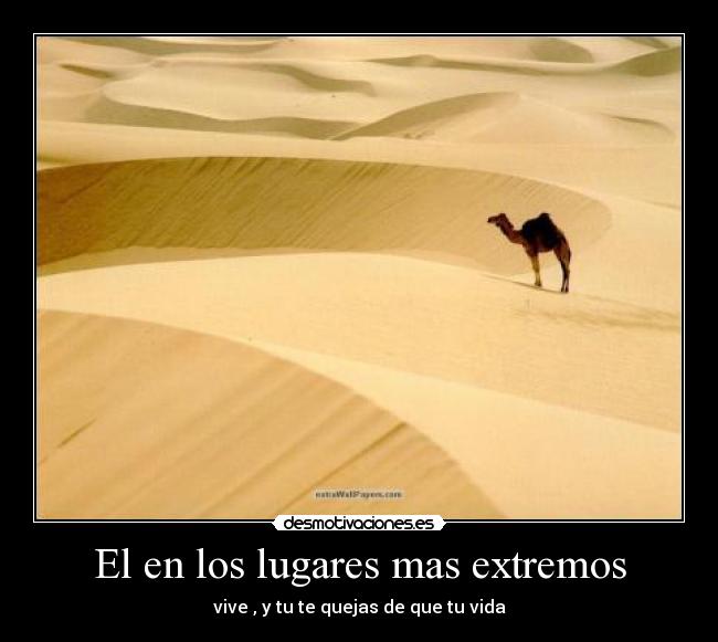 El en los lugares mas extremos - vive , y tu te quejas de que tu vida