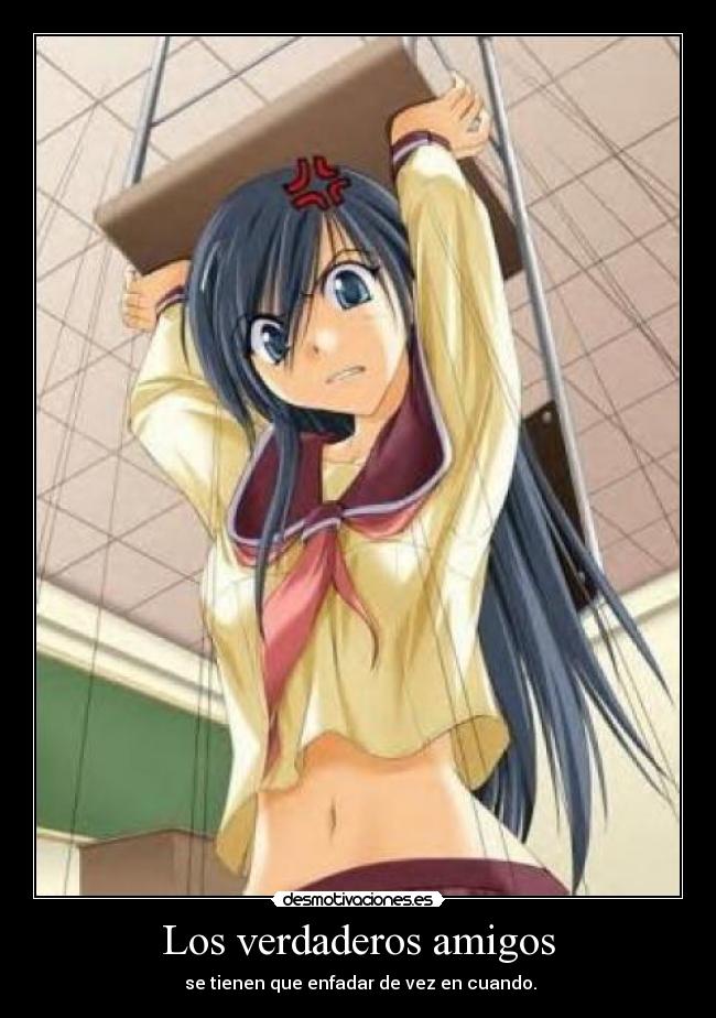 carteles amigos anime chica enfadada silla cabreada manga desmotivaciones