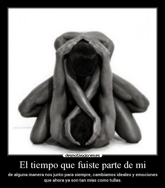 El tiempo que fuiste parte de mi - de alguna manera nos junto para siempre, cambiamos ideales y emociones
que ahora ya son tan mías como tullas.