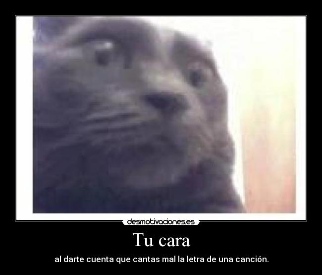 Tu cara - al darte cuenta que cantas mal la letra de una canción.