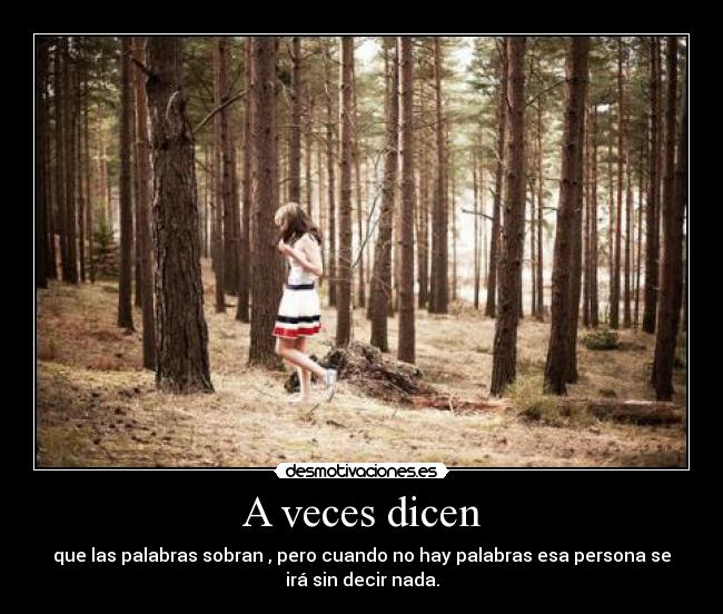 A veces dicen - que las palabras sobran , pero cuando no hay palabras esa persona se
irá sin decir nada.