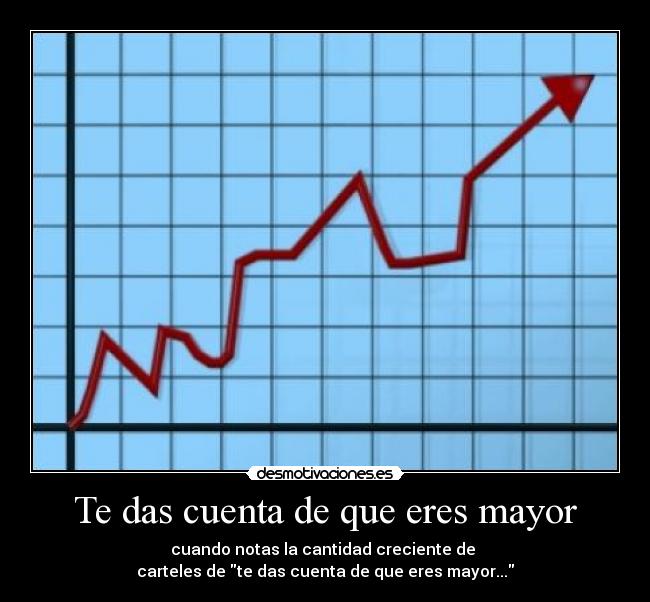 Te das cuenta de que eres mayor - cuando notas la cantidad creciente de 
carteles de te das cuenta de que eres mayor...