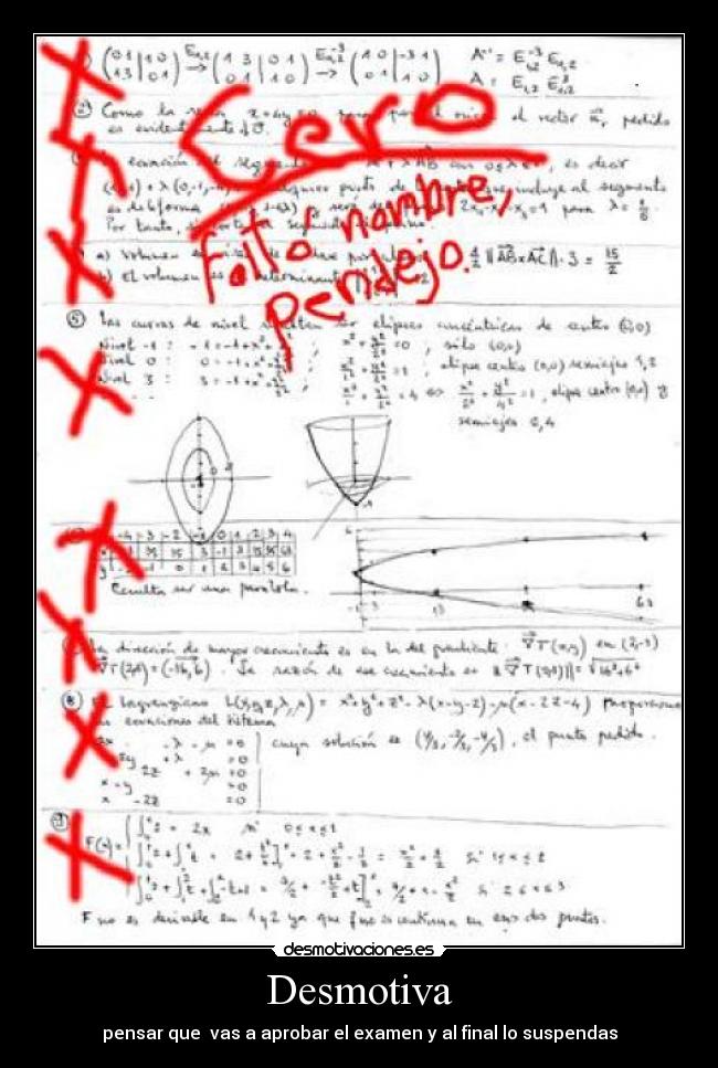 Desmotiva - pensar que vas a aprobar el examen y al final lo suspendas