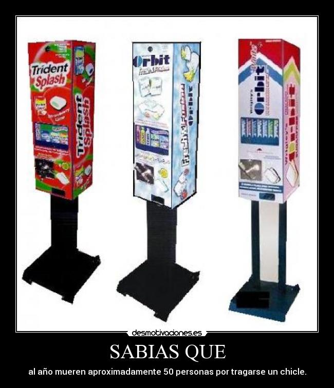 SABIAS QUE - al año mueren aproximadamente 50 personas por tragarse un chicle.