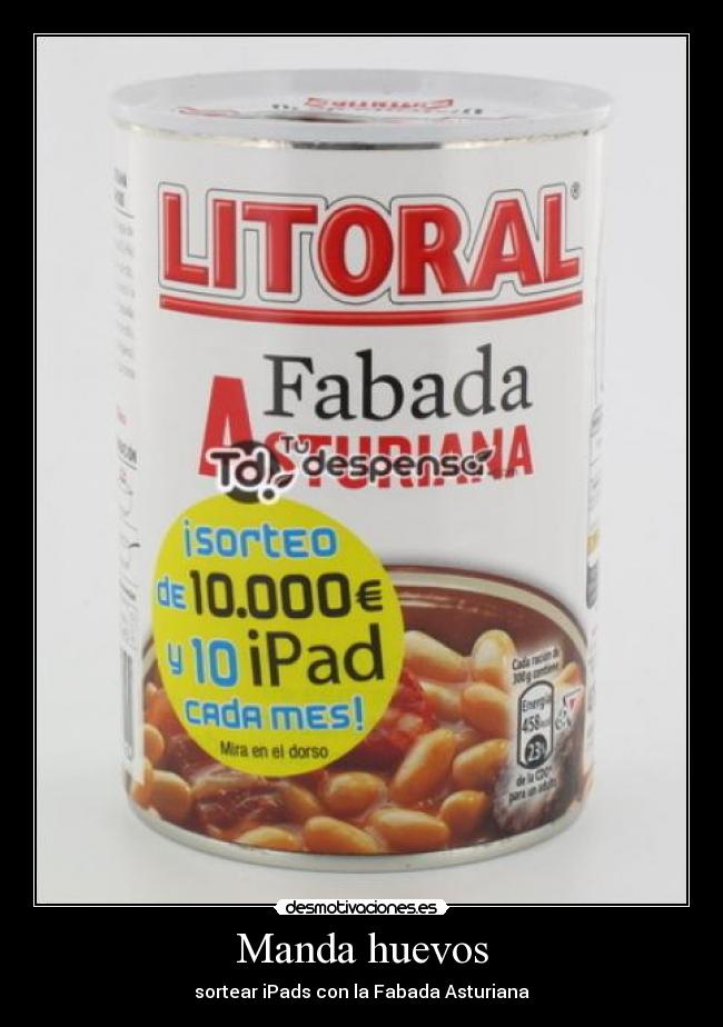 Manda huevos - sortear iPads con la Fabada Asturiana