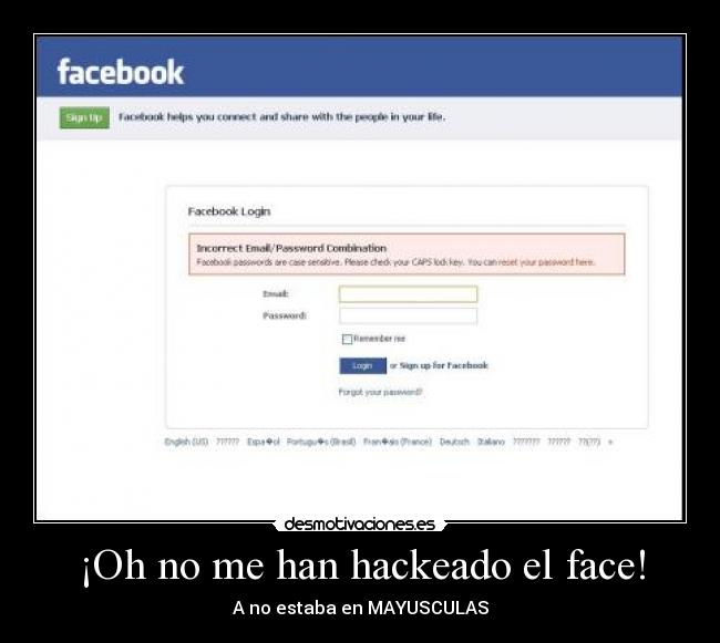 ¡Oh no me han hackeado el face! - A no estaba en MAYUSCULAS