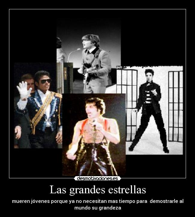 carteles famosos estrellas lennon elvis presley michael jackson freddye mercury desmotivaciones