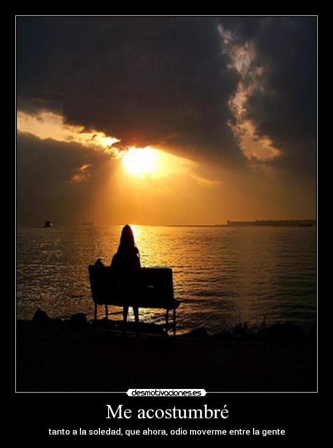 Me acostumbré - tanto a la soledad, que ahora, odio moverme entre la gente