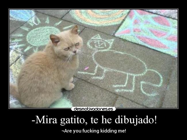 -Mira gatito, te he dibujado! - ¬Are you fucking kidding me!