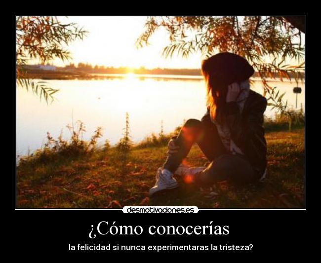 ¿Cómo conocerías - la felicidad si nunca experimentaras la tristeza?