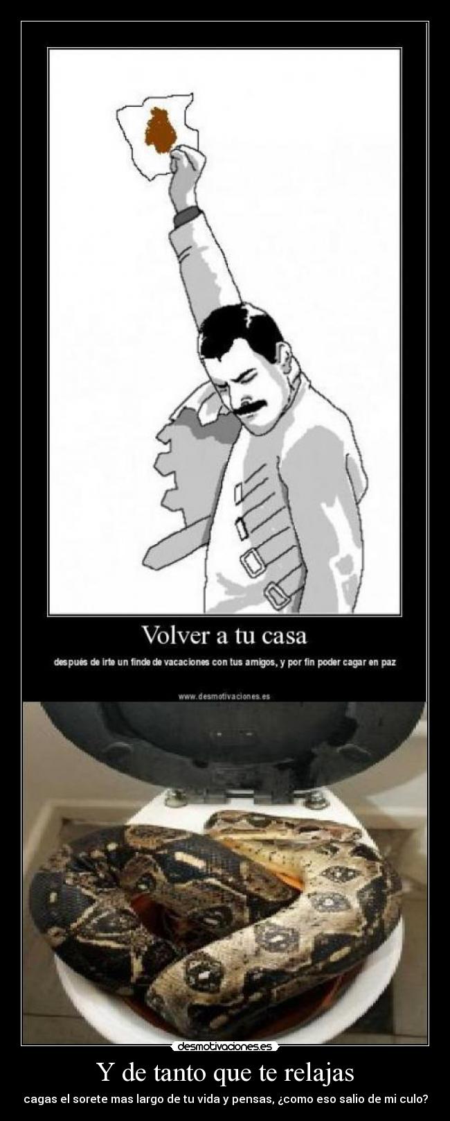 Y de tanto que te relajas - cagas el sorete mas largo de tu vida y pensas, ¿como eso salio de mi culo?