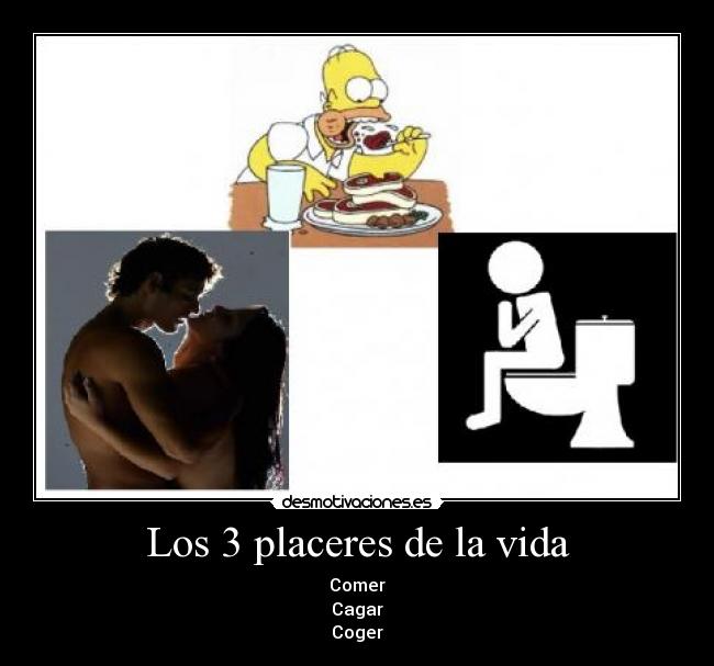 Los 3 placeres de la vida - Comer
Cagar
Coger