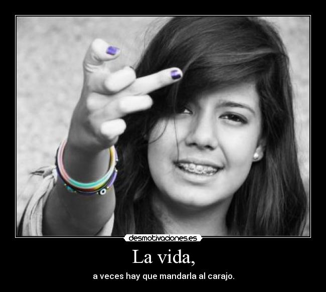 La vida, - a veces hay que mandarla al carajo.