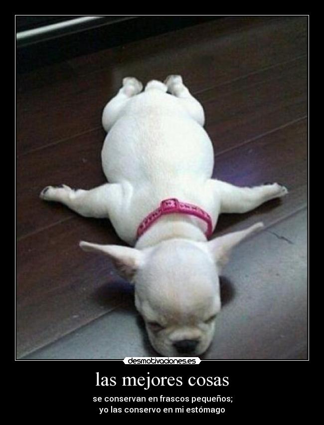 las mejores cosas - se conservan en frascos pequeños;
yo las conservo en mi estómago