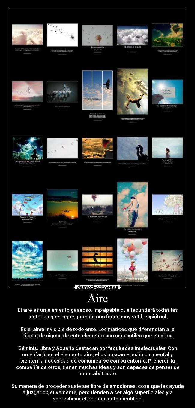 carteles aire elemento gaseoso impalpable que fecundara todas las materias que toque pero una desmotivaciones