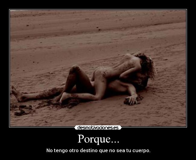 Porque... - No tengo otro destino que no sea tu cuerpo.