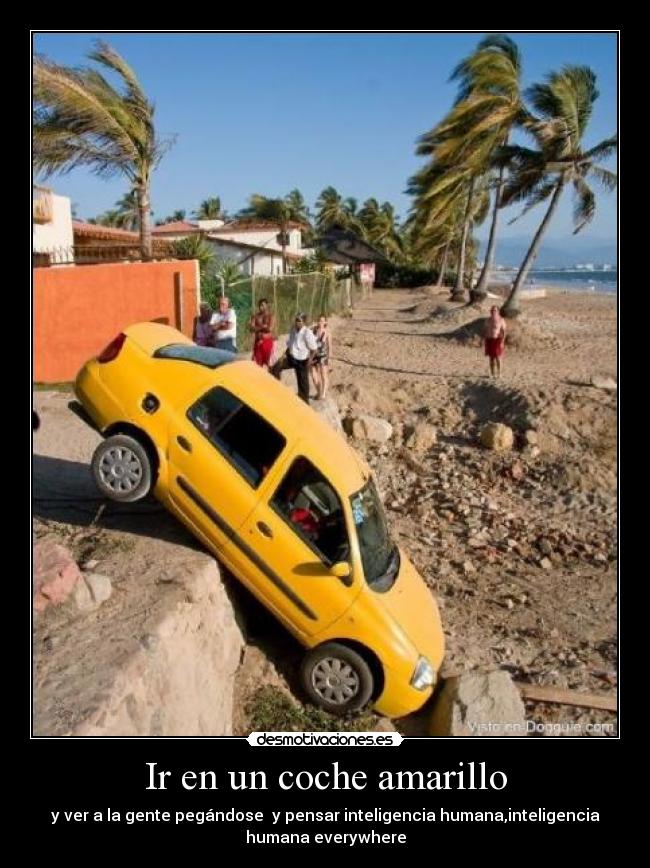 Ir en un coche amarillo -