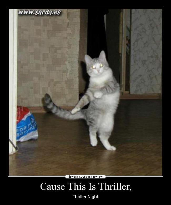 carteles thrillergatobailemichaeljackson desmotivaciones