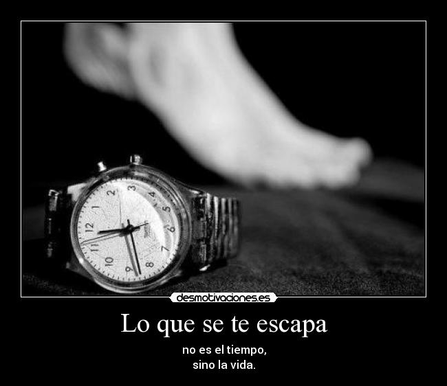 Lo que se te escapa - no es el tiempo,
sino la vida.