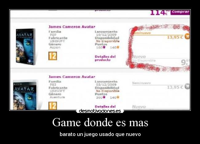 Game donde es mas - barato un juego usado que nuevo