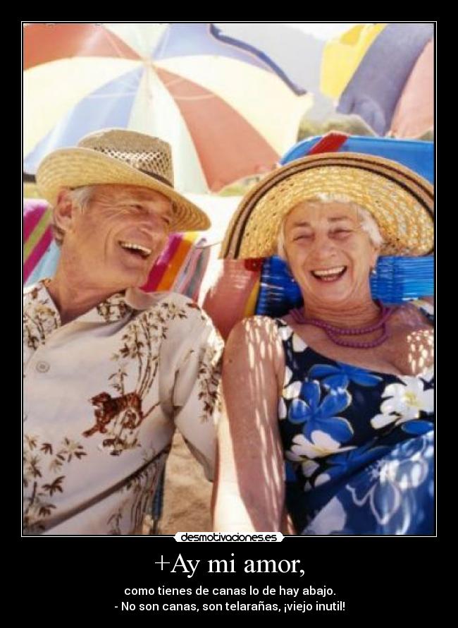 +Ay mi amor, - como tienes de canas lo de hay abajo.
- No son canas, son telarañas, ¡viejo inutil!