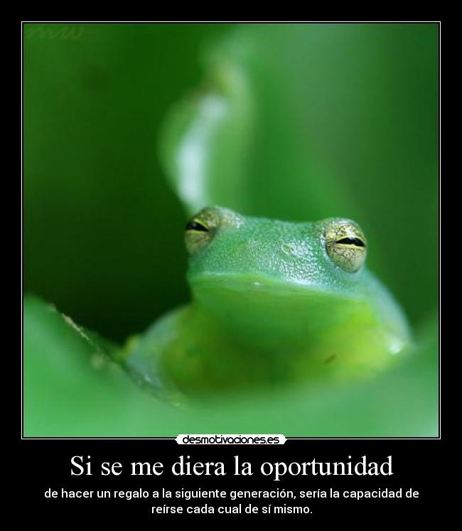 Si se me diera la oportunidad - de hacer un regalo a la siguiente generación, sería la capacidad de
reírse cada cual de sí mismo.