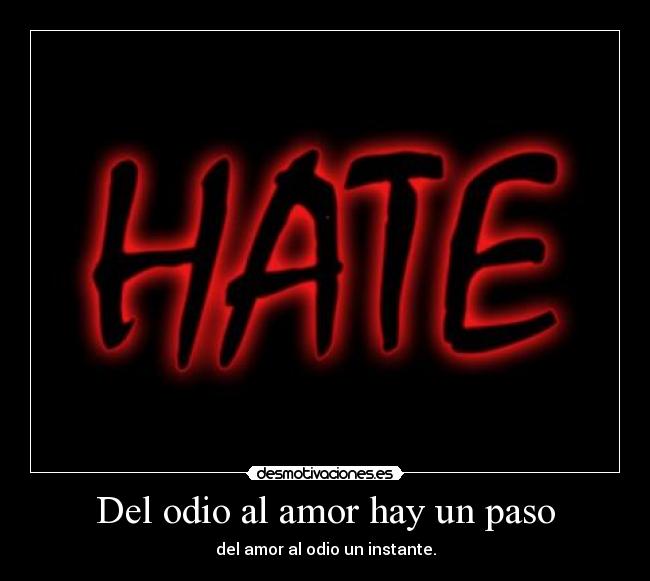 Del odio al amor hay un paso - del amor al odio un instante.