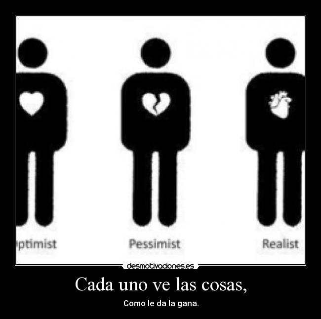 Cada uno ve las cosas, - Como le da la gana.