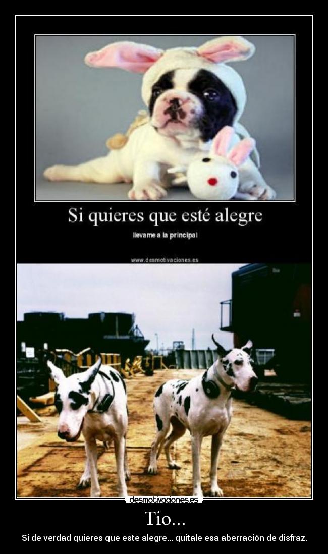 Tio... - Si de verdad quieres que este alegre... quitale esa aberración de disfraz.